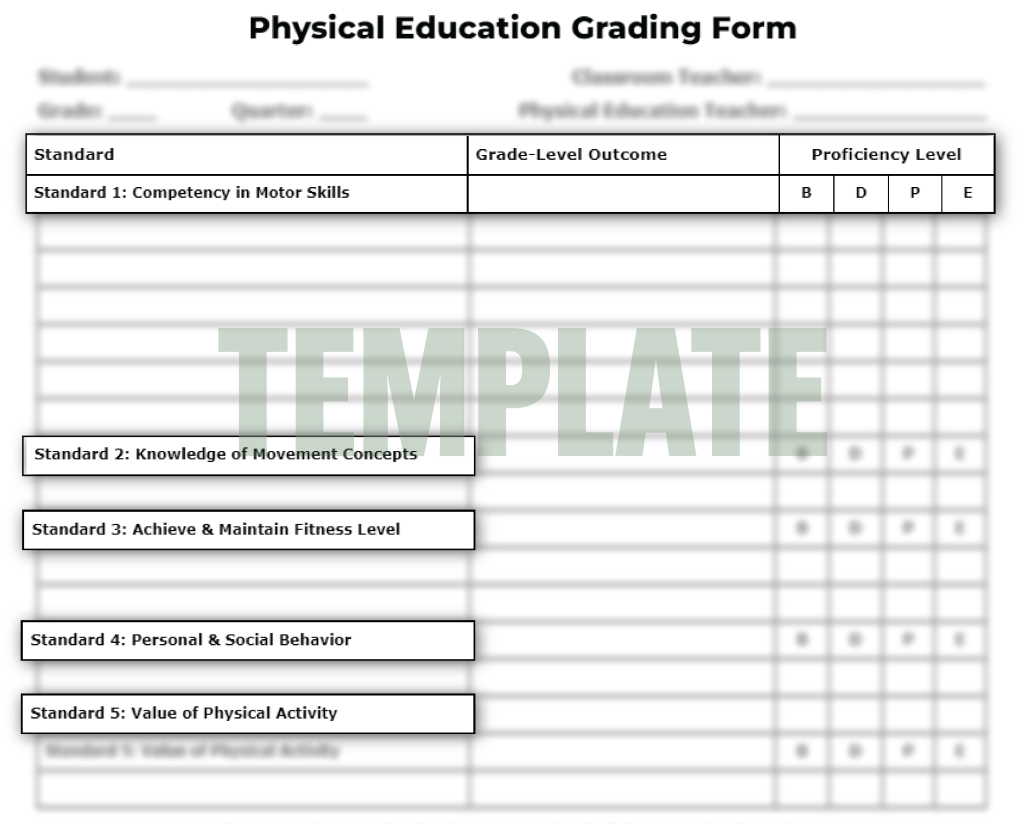 Sample photo of Step 3: Grading Form Template