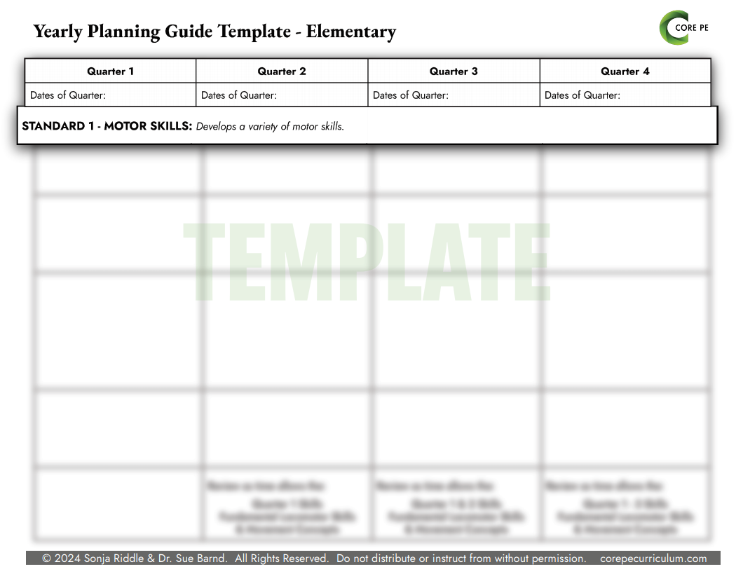 QUARTER Planning TEMPLATE - pg. 1